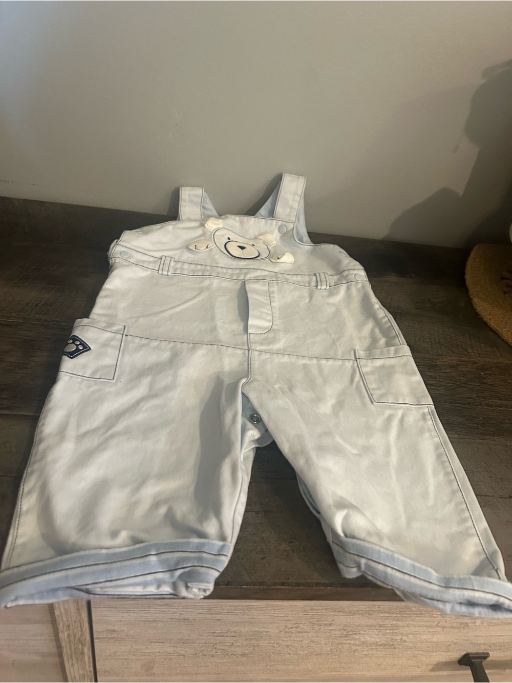 Vintage Style Baby Blue Teddy Bear Overalls Infant - Picture 2 of 5